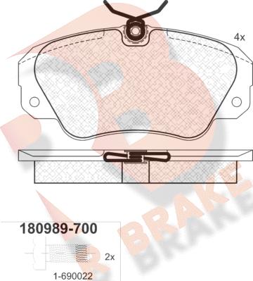 R Brake RB0989-700 - Brake Pad Set, disc brake www.autospares.lv