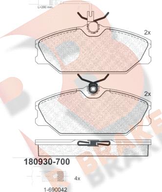 R Brake RB0930-700 - Bremžu uzliku kompl., Disku bremzes autospares.lv