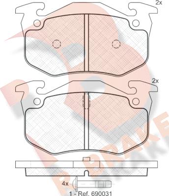 R Brake RB0929 - Bremžu uzliku kompl., Disku bremzes autospares.lv