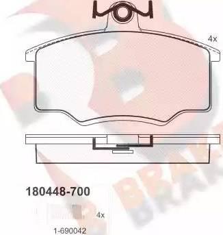 R Brake RB0448-700 - Тормозные колодки, дисковые, комплект www.autospares.lv