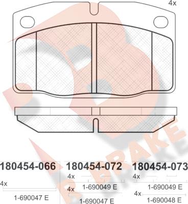 R Brake RB0454 - Тормозные колодки, дисковые, комплект www.autospares.lv