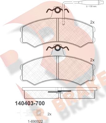 R Brake RB0403-700 - Bremžu uzliku kompl., Disku bremzes www.autospares.lv