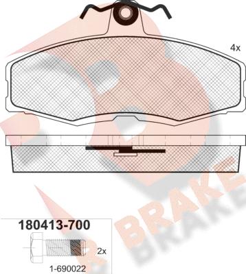 R Brake RB0413-700 - Bremžu uzliku kompl., Disku bremzes autospares.lv