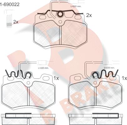 R Brake RB0553-203 - Bremžu uzliku kompl., Disku bremzes autospares.lv