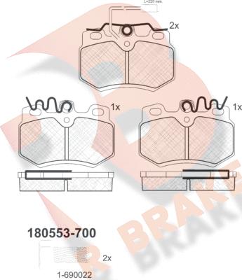 R Brake RB0553-700 - Bremžu uzliku kompl., Disku bremzes autospares.lv