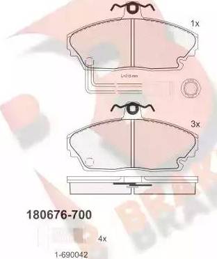 R Brake RB0676-700 - Brake Pad Set, disc brake www.autospares.lv