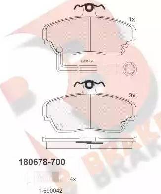 R Brake RB0678-700 - Bremžu uzliku kompl., Disku bremzes autospares.lv