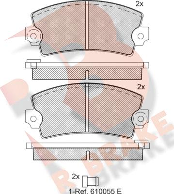 R Brake RB0060 - Bremžu uzliku kompl., Disku bremzes www.autospares.lv