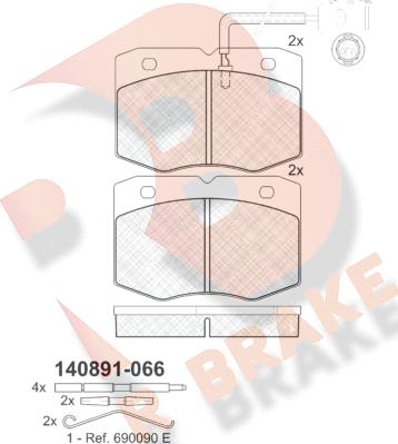 R Brake RB0891 - Bremžu uzliku kompl., Disku bremzes autospares.lv