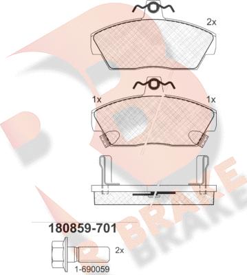 R Brake RB0859-701 - Тормозные колодки, дисковые, комплект www.autospares.lv