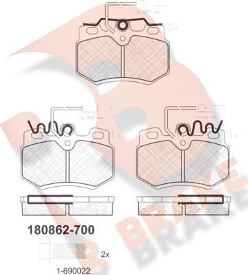 R Brake RB0862-700 - Bremžu uzliku kompl., Disku bremzes autospares.lv