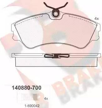 R Brake RB0880 - Тормозные колодки, дисковые, комплект www.autospares.lv