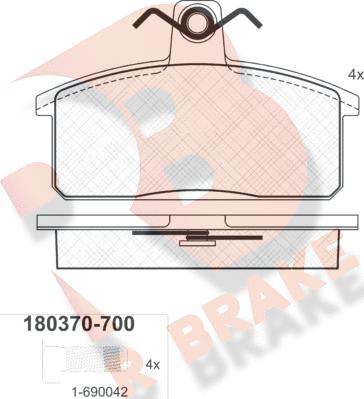 R Brake RB0370-700 - Brake Pad Set, disc brake www.autospares.lv