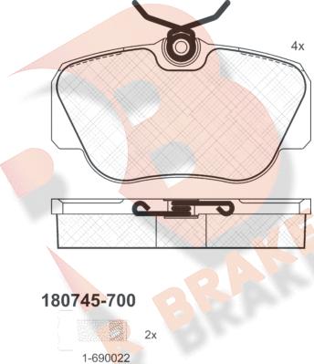 R Brake RB0745-700 - Bremžu uzliku kompl., Disku bremzes autospares.lv