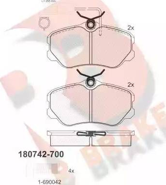 R Brake RB0742-700 - Bremžu uzliku kompl., Disku bremzes autospares.lv