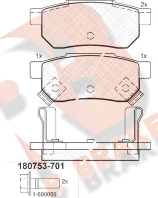 R Brake RB0753-701 - Bremžu uzliku kompl., Disku bremzes www.autospares.lv