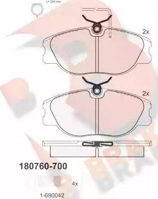 R Brake RB0760-700 - Bremžu uzliku kompl., Disku bremzes autospares.lv