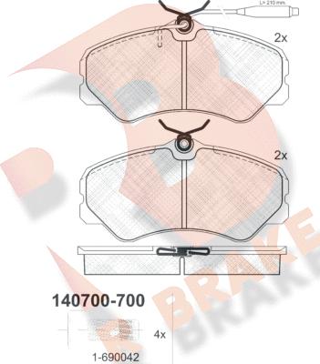 R Brake RB0700-700 - Bremžu uzliku kompl., Disku bremzes www.autospares.lv