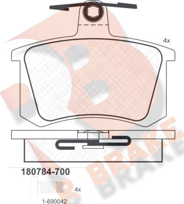 R Brake RB0784-700 - Bremžu uzliku kompl., Disku bremzes www.autospares.lv