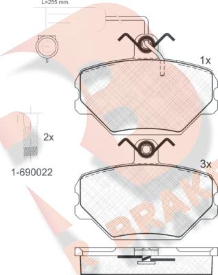 R Brake RB0729-203 - Bremžu uzliku kompl., Disku bremzes autospares.lv