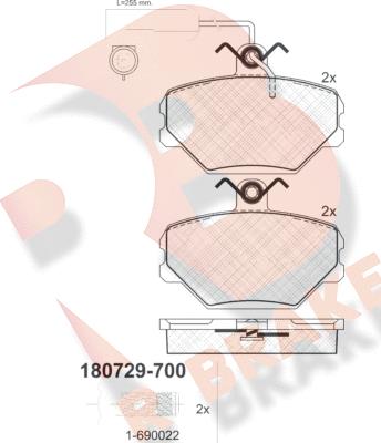 R Brake RB0729-700 - Тормозные колодки, дисковые, комплект www.autospares.lv