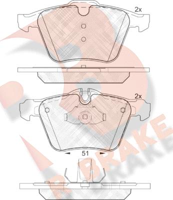 R Brake RB1902 - Bremžu uzliku kompl., Disku bremzes autospares.lv