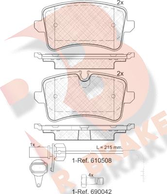 R Brake RB1986-203 - Bremžu uzliku kompl., Disku bremzes autospares.lv