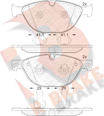 R Brake RB1980 - Bremžu uzliku kompl., Disku bremzes www.autospares.lv