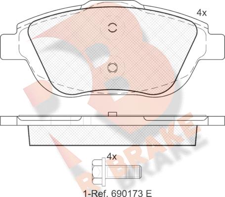 R Brake RB1925 - Тормозные колодки, дисковые, комплект www.autospares.lv