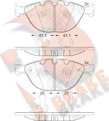 R Brake RB1972 - Bremžu uzliku kompl., Disku bremzes www.autospares.lv