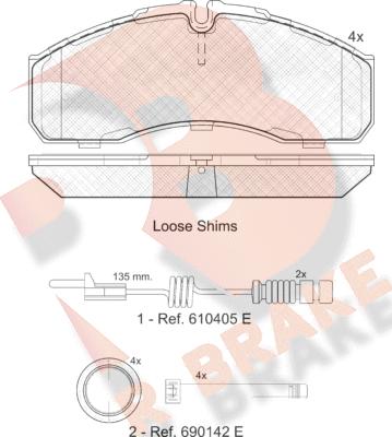 R Brake RB1499-203 - Bremžu uzliku kompl., Disku bremzes www.autospares.lv