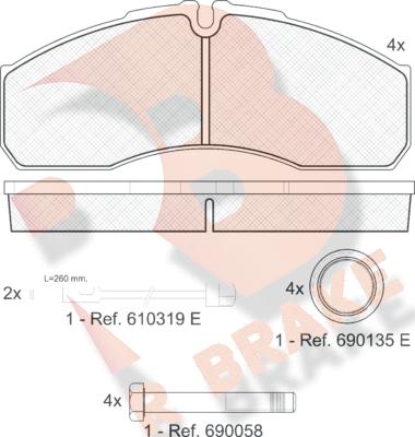 R Brake RB1499 - Bremžu uzliku kompl., Disku bremzes autospares.lv