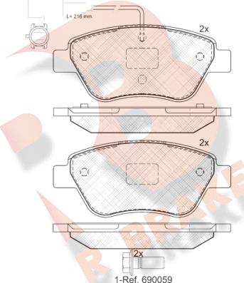 R Brake RB1444-203 - Bremžu uzliku kompl., Disku bremzes autospares.lv