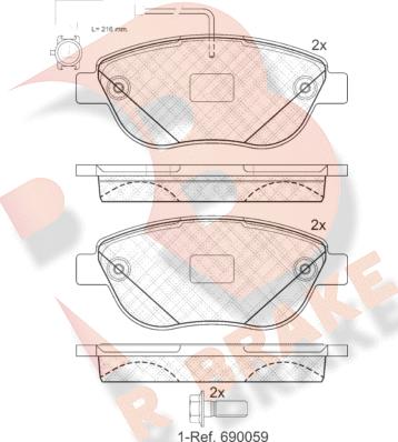 R Brake RB1440-203 - Bremžu uzliku kompl., Disku bremzes autospares.lv