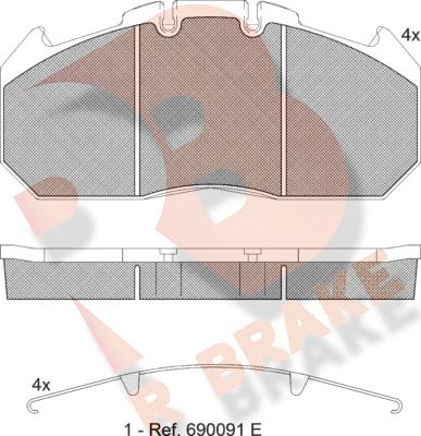 R Brake RB1405-067 - Bremžu uzliku kompl., Disku bremzes www.autospares.lv