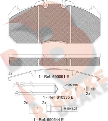 R Brake RB1405-120 - Bremžu uzliku kompl., Disku bremzes www.autospares.lv