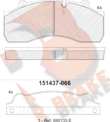 R Brake RB1437-066 - Bremžu uzliku kompl., Disku bremzes autospares.lv