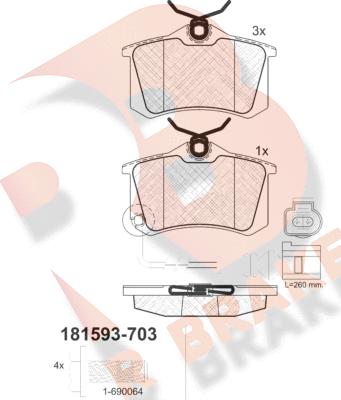 R Brake RB1593-703 - Brake Pad Set, disc brake www.autospares.lv