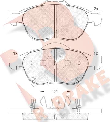 R Brake RB1556 - Bremžu uzliku kompl., Disku bremzes autospares.lv