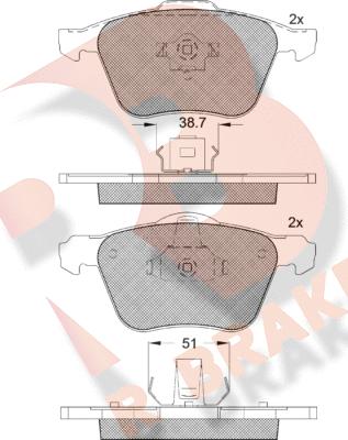 R Brake RB1551 - Bremžu uzliku kompl., Disku bremzes autospares.lv