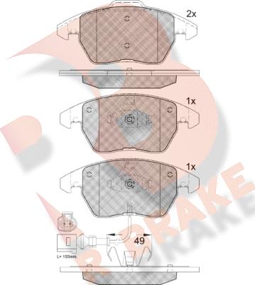 R Brake RB1567-208 - Bremžu uzliku kompl., Disku bremzes www.autospares.lv