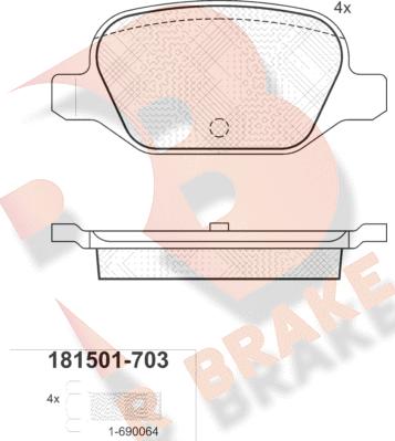 R Brake RB1501-703 - Bremžu uzliku kompl., Disku bremzes www.autospares.lv