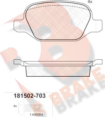 R Brake RB1502-703 - Bremžu uzliku kompl., Disku bremzes autospares.lv