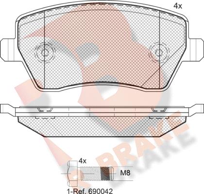 R Brake RB1534-700 - Bremžu uzliku kompl., Disku bremzes autospares.lv