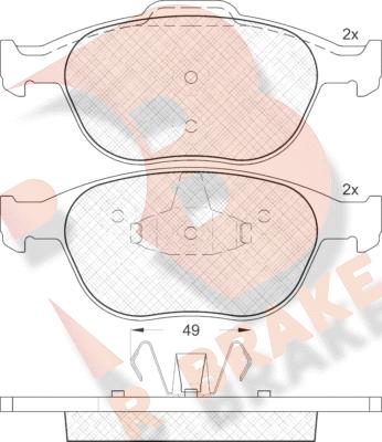 R Brake RB1537 - Bremžu uzliku kompl., Disku bremzes autospares.lv