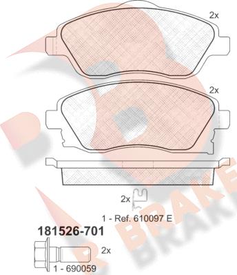 R Brake RB1526-701 - Brake Pad Set, disc brake www.autospares.lv