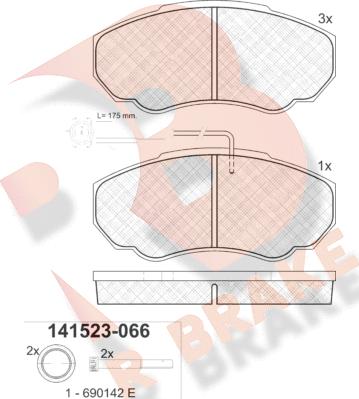 R Brake RB1523 - Тормозные колодки, дисковые, комплект www.autospares.lv