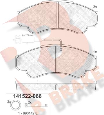 R Brake RB1522 - Тормозные колодки, дисковые, комплект www.autospares.lv