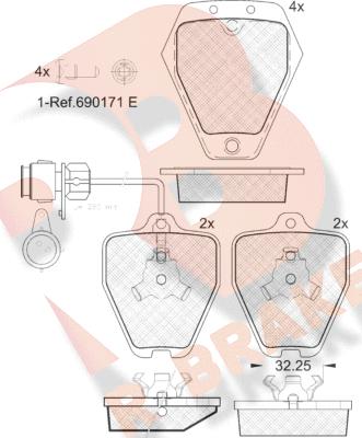 R Brake RB1693 - Bremžu uzliku kompl., Disku bremzes www.autospares.lv