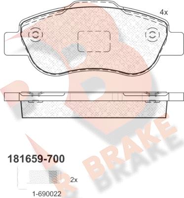 R Brake RB1659-700 - Brake Pad Set, disc brake www.autospares.lv